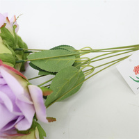 High End Faux Rose Bloem Boeket 7 Hoofden Kunstzijde Roos Boeket Decoratieve Bloem Roze Geel Voor Bruiloft Evenement Diy Decor