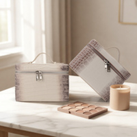 Boîte à maquillage et à bijoux en cuir véritable de luxe haut de gamme, motif crocodile dégradé, avec plateau amovible pour femmes