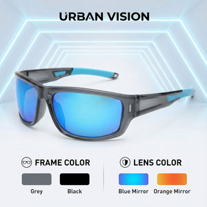 משקפי שמש ספורטיביים TR90 עם מסגרת מראה, הגנה UV400, עמידים בפני רוח, לרכיבת אופני הרים וכביש, ריצה, עם אפשרות להדפסת לוגו בהתאמה אישית, במבצע חם, סיטונאי. - Product Image 1