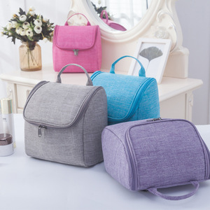 Korea Style <b>Cosmetic</b> <b>Bag</b> <b>Large</b> Capacity Zipper Closure Textile Travel Makeup Organizer With Soft Handle - Product Image 1