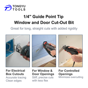 1/4 "vách thạch cao cửa sổ và cửa cắt ra Zip bit, hướng dẫn điểm nặng downcut xoắn ốc HSS Router bit cho tấm thạch cao cắt nhanh - Product Image 3