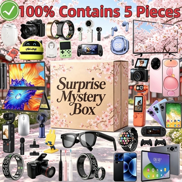Includes 5 Pieces Mystery Bundle Box High Value Smartwatch TWS Earbuds Mobile Phone Random Inside for Christmas Birthday Gift