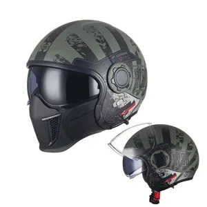 Tam kask Cruise motosiklet motosiklet kask süper Magnum küçük Jet kask