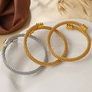 กำไลข้อมือแฟชั่น สร้อยข้อมือและกำไล สแตนเลส 316L ชุบทอง 14k 18k PVD สำหรับผู้หญิง - Product Image 2