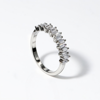 Anillo de Plata de Ley 925 con Circonita Brillante, Diseño Geométrico Irregular, Joyería de Moda Popular en Oferta para Mujer