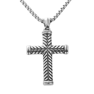 Men's Tibetan Silver <b>Cross</b> Pendant Necklace Geometric Design Retro Style 190149 - Product Image 4