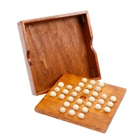 Jeu de billes sautillantes Peg Solitaire avec 33 billes en bois, boîte en bois