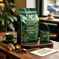 Sachet à café en aluminium imprimé par gravure personnalisé, à fond plat, scellé sur huit côtés, de haute qualité pour Mylar de qualité alimentaire, vente en gros