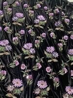 Tissu en velours violet brodé de perles et de sequins, style rétro, luxueux, à motifs floraux, pour robe de soirée