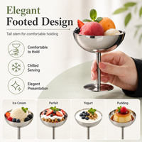 Gobelet à dessert de style Martini en acier inoxydable 304, finition miroir argenté, coupe à glace pour bar, café, restaurant