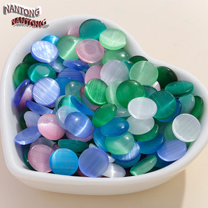 ลูกปัดแก้วตาแมวหนานทง ทรงแบน หลากสี อุปกรณ์ทำเครื่องประดับ DIY - Product Image 4