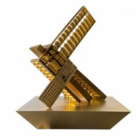 Sculpture Moderne en Or en forme d'Abaque avec Perles en Acier Inoxydable, Thème Calculatrice, Statue d'Art, Vente en Gros, Commande en Gros, pour Magasin de Cadeaux, Décoration de Bureau et Magasin