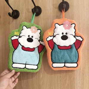 Asciugamano Rotondo in Pile Corallo Lavorato a Maglia Island Bear, Carino, Appendibile, Assorbente, ad Asciugatura Rapida, <span class=keywords><strong>per</strong></span> Cucina e Bagno, Uso Bambini - Product Image 1