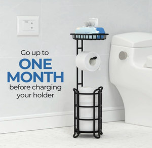 Standing <b>Toilet</b> Paper <b>Holder</b> American-Style <b>Roll</b> <b>Holder</b> <b>Black</b> Modern Eco-Friendly Iron Bathroom Tissue Dispenser for Home - Product Image 1