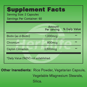 Vente chaude OEM - Personnalisable - Capsules de cannelle de Ceylan 2500 mg |   120 capsules |   Complément complexe avec du chrome et de la biotine - Product Image 2