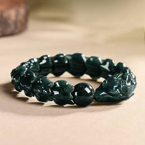Pulsera de Jadeíta Natural con Diseño de Huesos de Dragón, Jade Azul Agua, UNISEX, Diseño Original, Estilo Chino, con Certificado de Tasación SL97 - Product Image 2