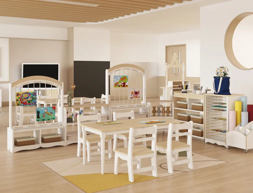EMA Fabrik Montessori Kindergarten Vorschul Klassenzimmermöbel Tisch und Stuhl-Set