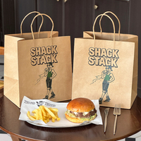 Emballages alimentaires écologiques biodégradables imprimés sur mesure, sacs en papier kraft brun pour la livraison à emporter, restauration rapide, poulet frit, hamburgers