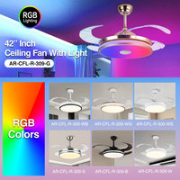 Lustre moderne d'intérieur de 42 pouces, ventilateur de plafond, lampe intelligente RGB, plafonnier LED avec contrôle par application mobile pour la maison et la chambre à coucher