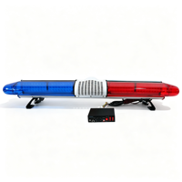 BIAOCHI Nouvelle barre lumineuse d'avertissement LED stroboscopique rouge et bleue de 47 pouces noire CJB avec sirène pour toit de voiture, camion, ambulance, amplificateur 12V et demi-klaxon