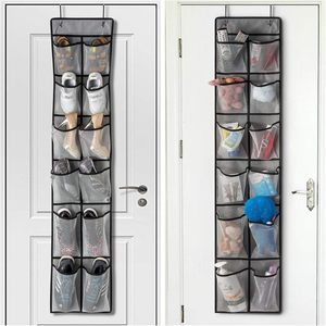 <b>Over</b> <b>The</b> <b>Door</b> Shoe Organizer 2 Pack 24 Pockets Mesh Hanging Rack For Shoes Storage Closet Grey - Product Image 4