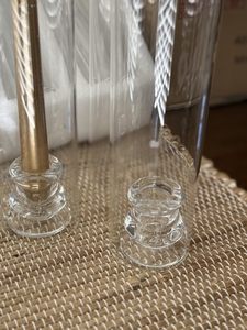 Cilindros de vidrio transparentes cónicos a prueba de viento con base para velas, portavelas medianos tipo huracán para bodas - Product Image 3