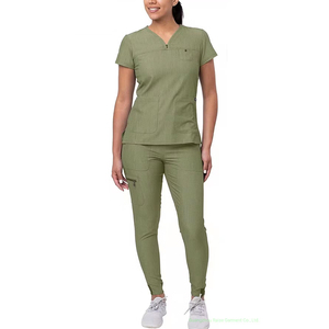 Conjunto de Uniformes Médicos de Algodón Tejido, Tela de Peso Medio, Comodidad Durante Todo el Año, Control Climático Interior, Ropa de Trabajo Versátil y Esencial - Product Image 1