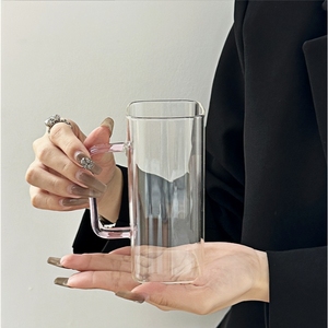 Vaso Cuadrado Ecológico de Vidrio con Asa, de Borosilicato, Resistente al Calor, Transparente, para Agua, Leche, Jugo, Botella de Agua - Product Image 2