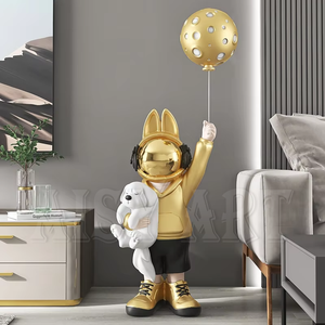 Grand lampadaire lapin astronaute en résine 3D pour décoration intérieure dans le salon meuble TV nouveau cadeau de <span class=keywords><strong>maison</strong></span> pour l'obtention du diplôme à l'intérieur - Product Image 1