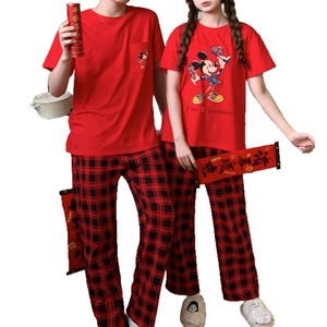 <span class=keywords><strong>Pigiama</strong></span> in Puro Cotone Meryjia per Coppie, Nuova Collezione 2025 con Stampa Cartoon <span class=keywords><strong>Mickey</strong></span>, Set Rosso per l'Anno di Nascita - Product Image 5