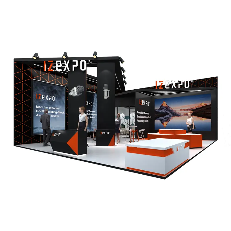 Izexpo 30MINS Cabina de configuración rápida Feria comercial personalizada Soporte de exposición Exhibición Venta caliente Expo Backwall 10x20 Stand Suministros de fábrica