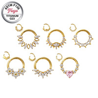 Anneaux de nez personnalisés Freya pour femmes, en titane G23, avec zircon, pour Daith, Rook, Sung, boucles d'oreilles créoles pour femmes, bijoux de piercing corporel