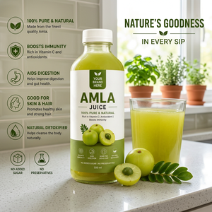 Jus d'Amla (Gooseberry Indien) Marque Blanche 500ml – Extrait Naturel de Fruit d'Amla Premium Pressé à Froid – Antioxydant et Soutien Immunitaire pour Enfants et Adultes - Product Image 1