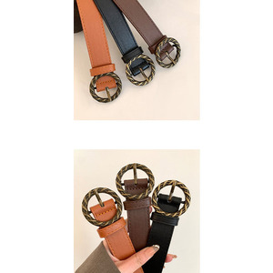Cinturón de Cuero PU Estilo Americano Retro para Mujer - Hebilla Trenzada Vintage, Cinturón Casual Versátil para Jeans y Vestidos - Product Image 4