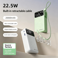 Batterie externe portable grande capacité 20000 mAh à succès avec sortie 22,5 W, compatible impression de logos personnalisés en soie
