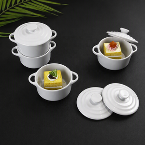 Ensemble de plats à four en céramique avec couvercle et poignée, <span class=keywords><strong>mini</strong></span>-casserole pour lasagnes, soufflés et soupes, personnalisation acceptée pour les magasins et restaurants - Product Image 1
