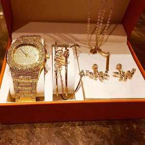 <span class=keywords><strong>Montre</strong></span> à Quartz 18K en alliage d'or de haute qualité, boucle d'oreille, collier, bijoux de mode pour femmes <span class=keywords><strong>2023</strong></span> - Product Image 2