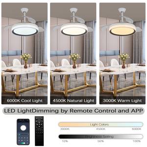 Ventilateur de plafond LED à 3 pales, dimmable, doré, semi-encastré, faible niveau sonore, design moderne pour la maison et l'hôtel - Product Image 4