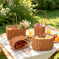 Panier à fleurs en rotin PP tissé, entièrement fait main, style moderne minimaliste, à suspendre au mur pour la salle de bain