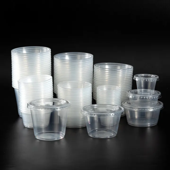 0.75 1 1.5 2 2.5 3.25 4 5.5oz Clear Disposable Plastic Sauc Container With Lids plastic takeaway food sauce cups