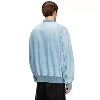 Blouson aviateur en jean bleu clair délavé en usine sur mesure pour hommes doublure matelassée veste rétro carrée courte pour hommes
