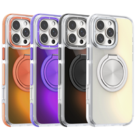 Coque de téléphone magnétique translucide laser avec béquille pour iPhone 17 16 14 15 Pro Max 13 Pro 11 12, protection d'objectif en métal et pare-chocs en TPE