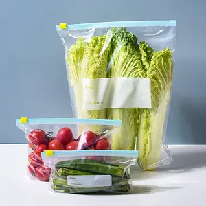 Yeniden kullanılabilir kaymak kilitli poşet Self Seal temizle Zip kilit PE depolama kaymak fermuarlı çanta özel plastik gıda soğutma torbası
