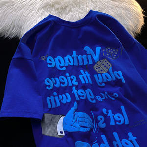 Sifot, venta al por mayor, camisetas con estampado de espuma, 100% algodón, peso pesado, para hombre, camiseta de gran tamaño con logotipo de pantalla personalizado, Camiseta con estampado de soplo 3D - Product Image 3