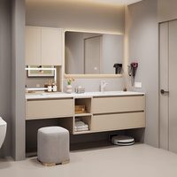 Meuble de salle de bain et coiffeuse combinés, en céramique, mural, style américain, écologique, durable, personnalisable pour appartement