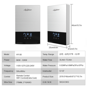 8kW 12KW Multi Point Electric Water Heater 220V Touch <b>Control</b> On-Demand Overheating Protection for Bathroom <b>Shower</b> - Product Image 3