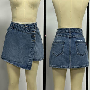 Jupe-short en <span class=keywords><strong>jean</strong></span> asymétrique à taille haute et boutonnage frontal <span class=keywords><strong>pour</strong></span> <span class=keywords><strong>femme</strong></span> Channel Fashion 2026 - Product Image 5