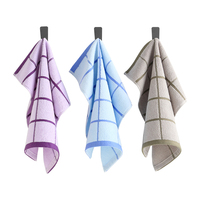 Serviettes de toilette 100% coton avec logo personnalisé, prix d'usine, vente en gros, ensemble de 3 serviettes à carreaux, luxe, douces, pour hôtel et maison