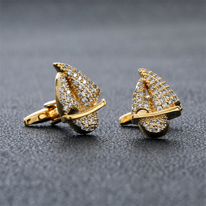 男性用ハイエンドマルチカラージルコンカフスボタン真鍮結婚式婚約パーティーアニバーサリー & ギフトアイテム-セーリングをテーマに - Product Image 5