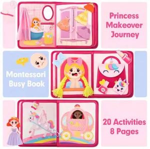 Juguete Montessori para Regalo de Navidad 2026, Libro Sensorial de Princesa Rosa para Niñas, Tablero de Actividades Tranquilas para Niños Pequeños - Product Image 3